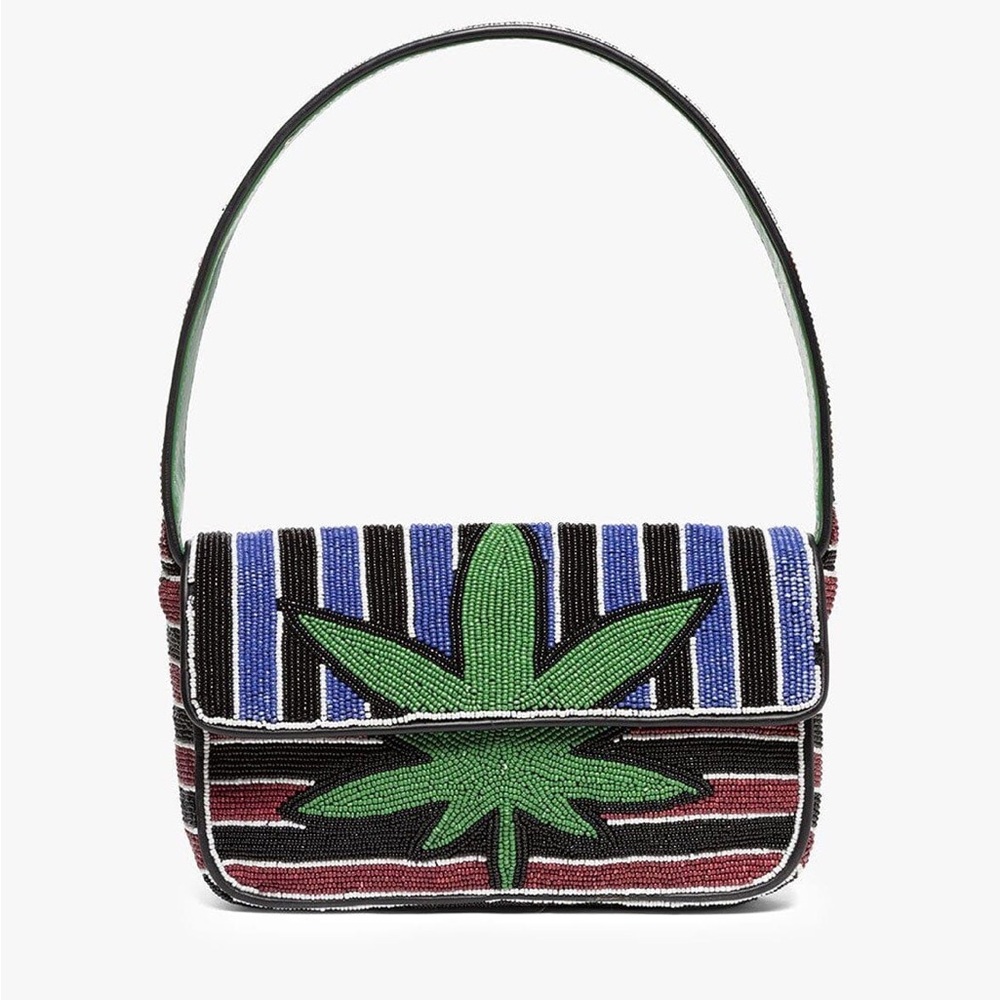 STAUD BEADED TOMMY BAG LEAF